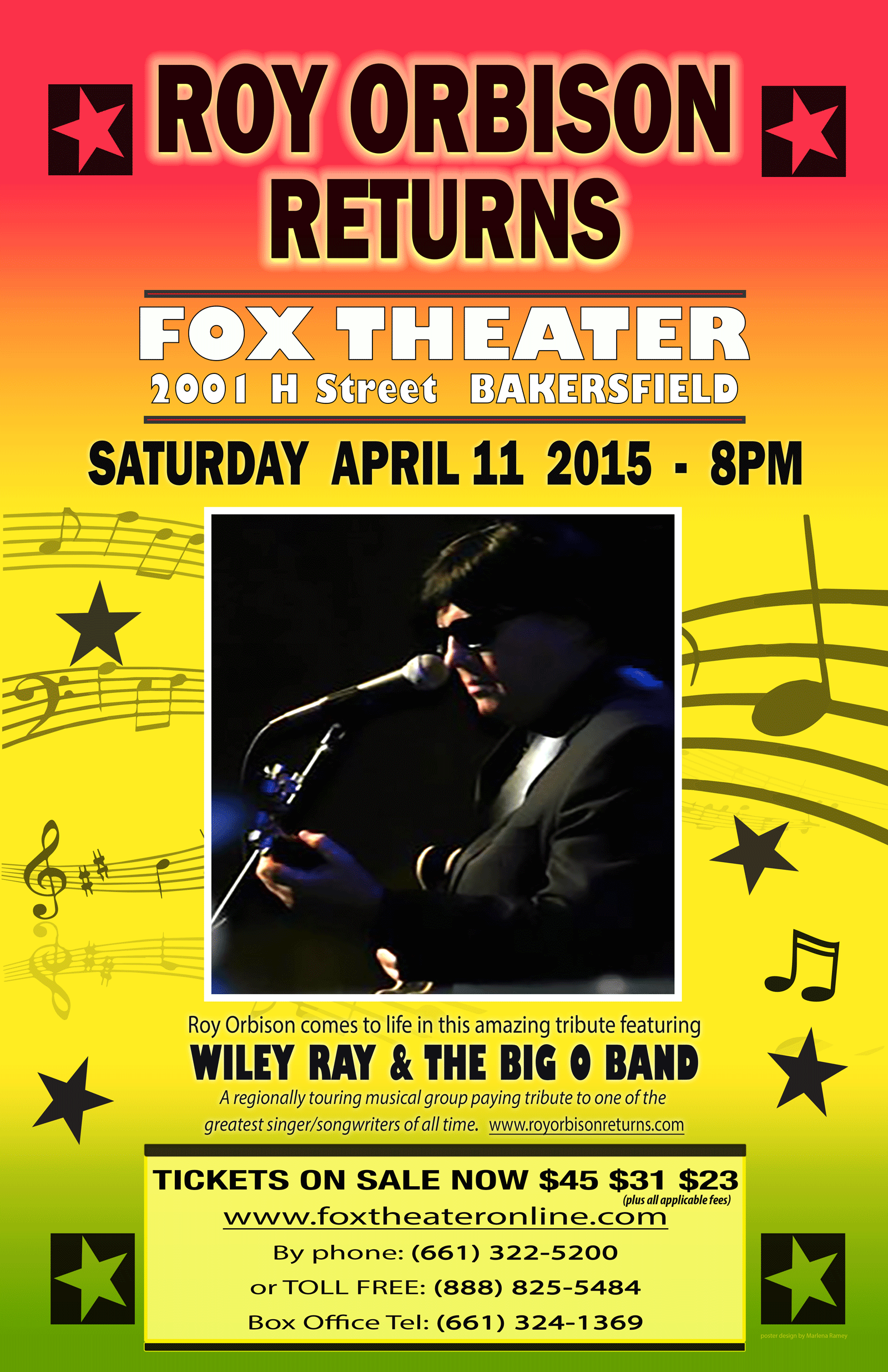 Poster of the Roy Orbison Return show at the Fox Theater in Bakersfield.
